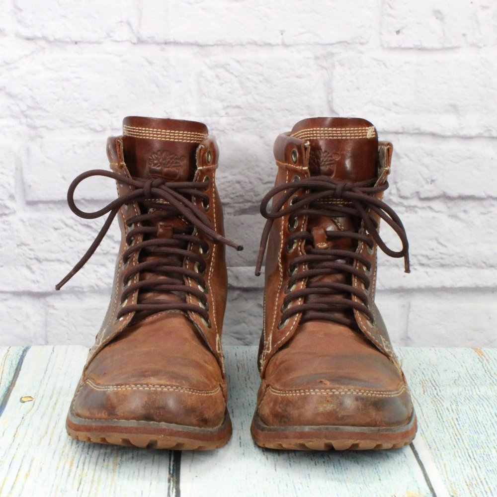 Timberland Earthkeepers Brown Leather Lace Up Waterproof Hiking Boots Size 9 - Picture 4 of 9
